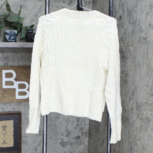 NWT Cotton Emporium Women's Cable Knit Pullover Sweater M Ivory - Picture 3 of 5